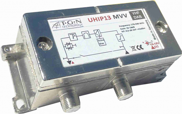 Rauscharmer, high IP DAB+ Vorverstärker mit Bypass Funktion
